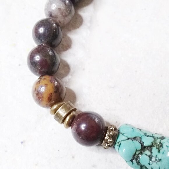 A Bit Hippie & A Bit Boho! Semi-Precious Stones Bracelet w. Moon Charm! 8" Wrist - Picture 10 of 13